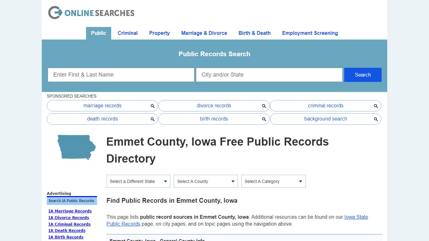 Emmet County, Iowa Public Records Directory