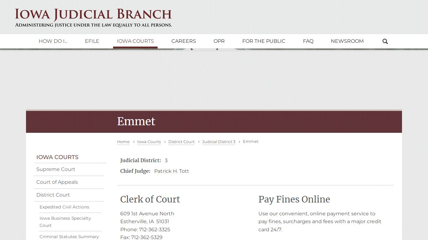 Emmet | Judicial District 3 | Iowa Judicial Branch