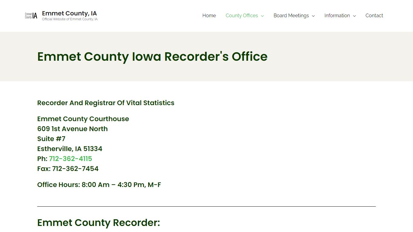 Recorder – Emmet County, IA